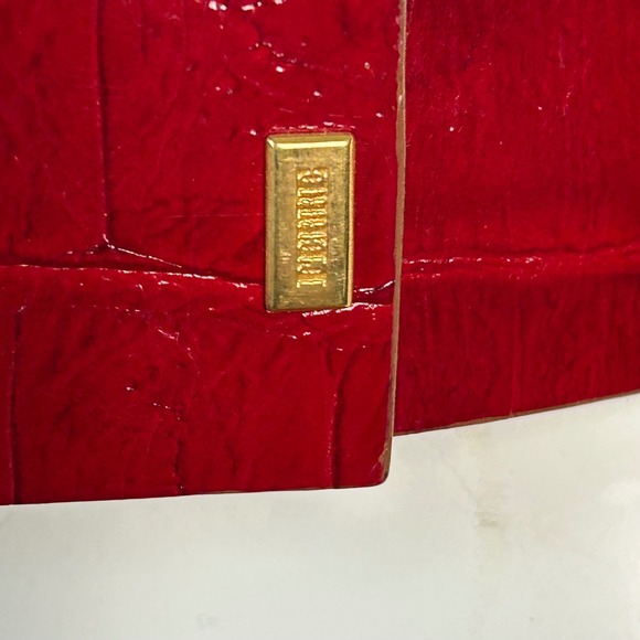 Gianfranco Ferre belt XS Small Red Croc Embossed Wide Italy VTG Luxury Statement